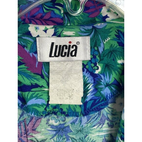 Vintage 80s Tropical Pantsuit Womens Ladies Sz 12 Office Blazer Jacket & Pants - Picture 8 of 16